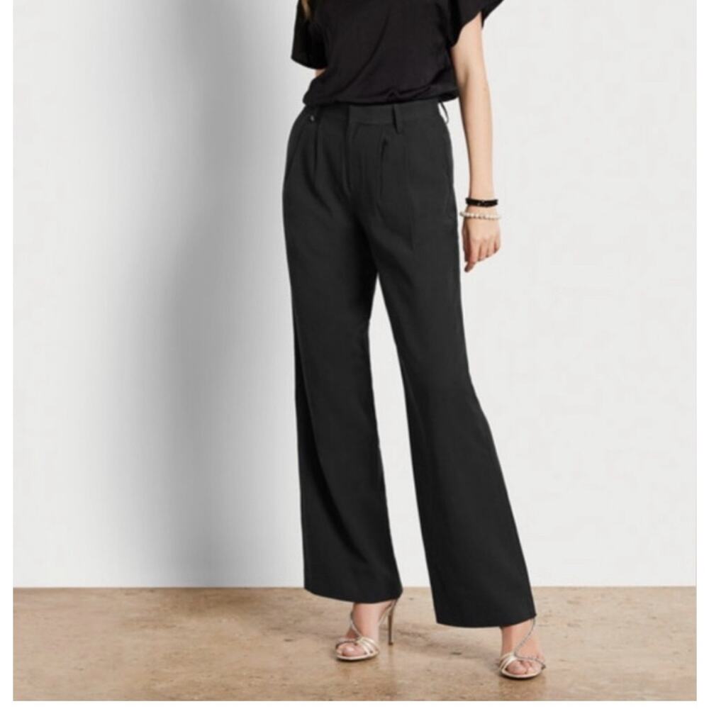 Sam Edelman Codie Pants Size 29 Black NWT High Rise Wide Leg Pleated Trousers